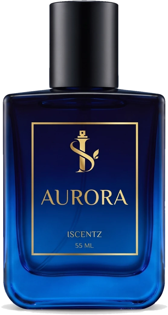 Aurora blue perfume bottle